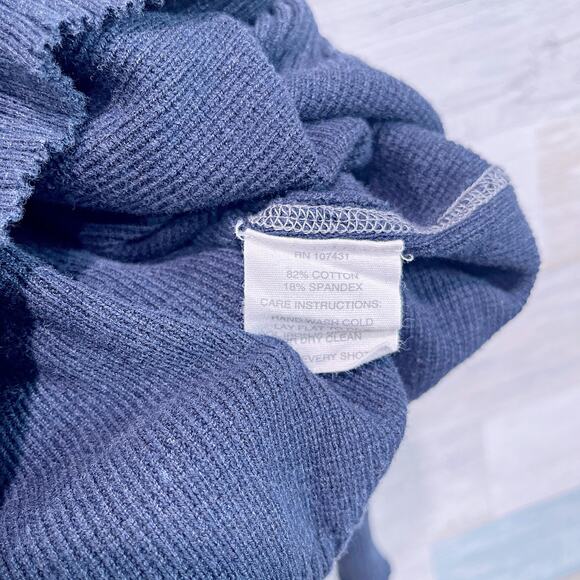 LINKSOUL Cotton Ribbed Crewneck Sweater Navy Blue Stretch Casual Mens Medium - Picture 7 of 7